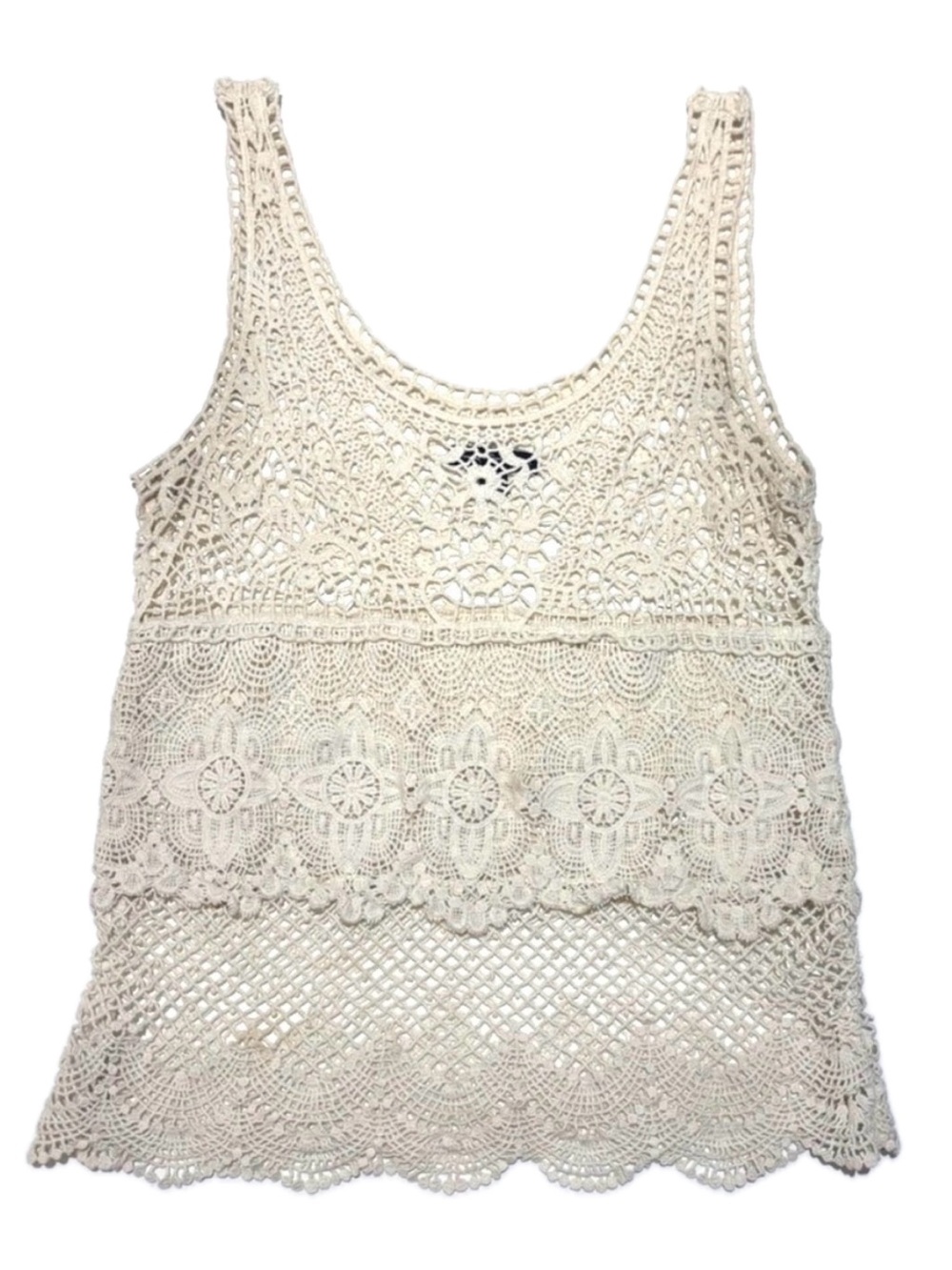 American Eagle Outfitters Crochet BohoTank Top - Cream Size Small